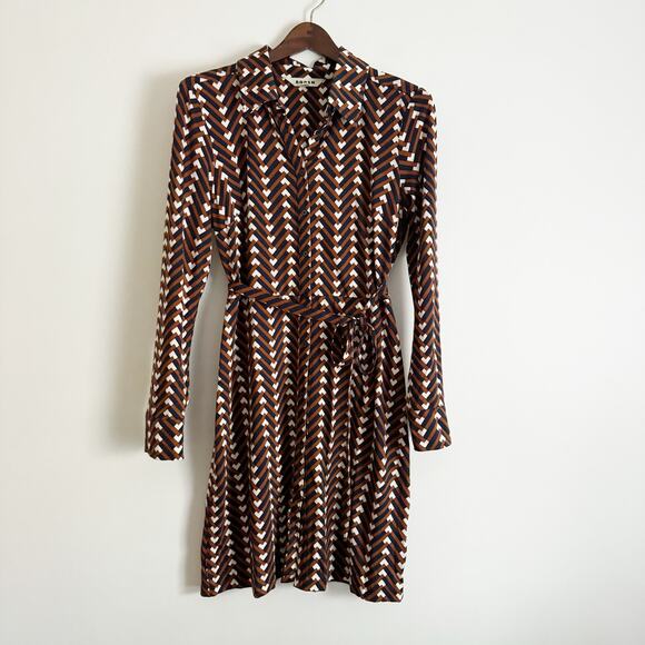 BODEN Jessie Jersey Shirt Dress Pumpkin Chevron Geo 10 - Picture 4 of 12